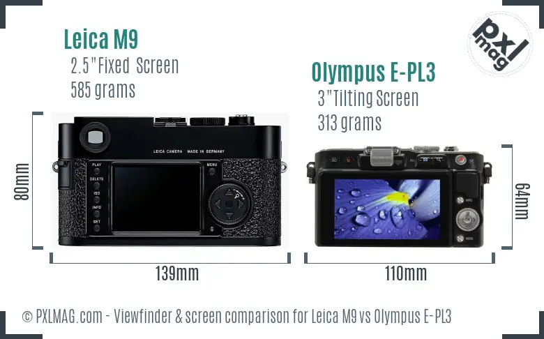 Leica M9 vs Olympus E-PL3 Screen and Viewfinder comparison