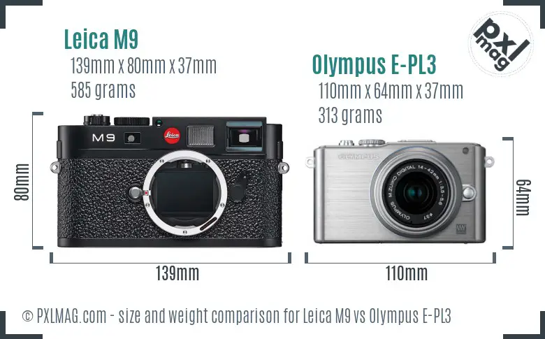 Leica M9 vs Olympus E-PL3 size comparison