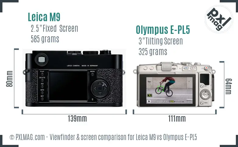 Leica M9 vs Olympus E-PL5 Screen and Viewfinder comparison