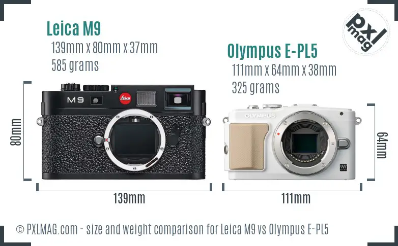 Leica M9 vs Olympus E-PL5 size comparison