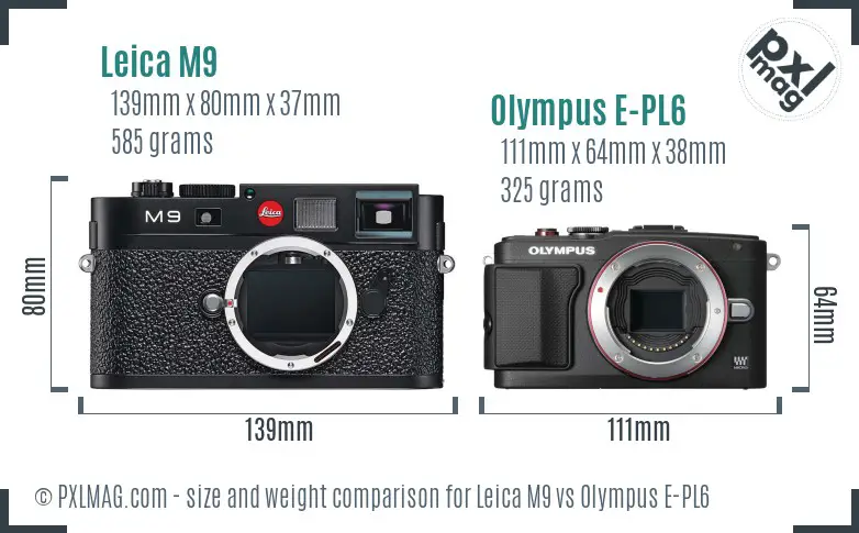 Leica M9 vs Olympus E-PL6 size comparison