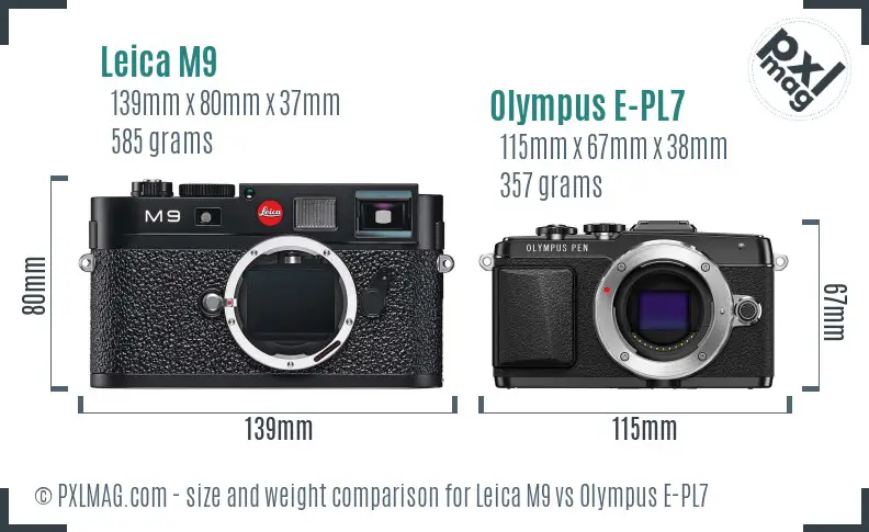 Leica M9 vs Olympus E-PL7 size comparison