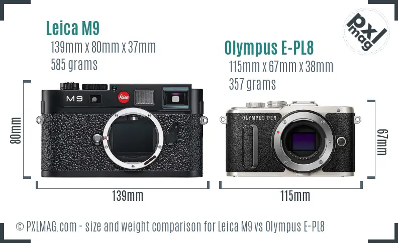 Leica M9 vs Olympus E-PL8 size comparison