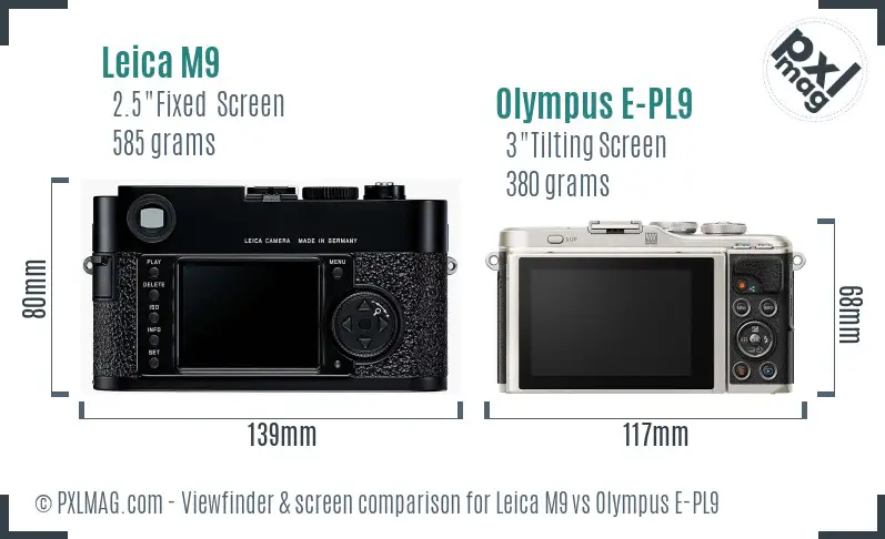 Leica M9 vs Olympus E-PL9 Screen and Viewfinder comparison Leica M9 vs Olympus E-PL9 Screen and Viewfinder comparison