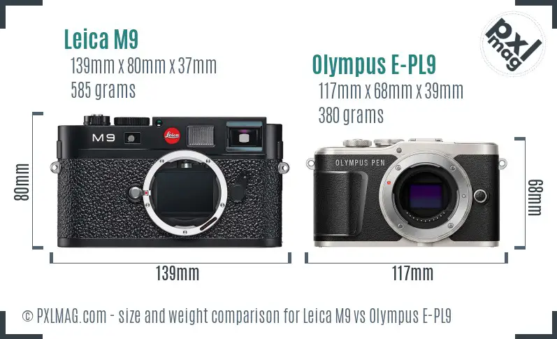 Leica M9 vs Olympus E-PL9 size comparison Leica M9 vs Olympus E-PL9 size comparison