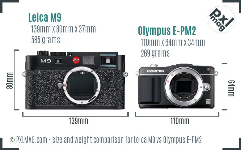 Leica M9 vs Olympus E-PM2 size comparison