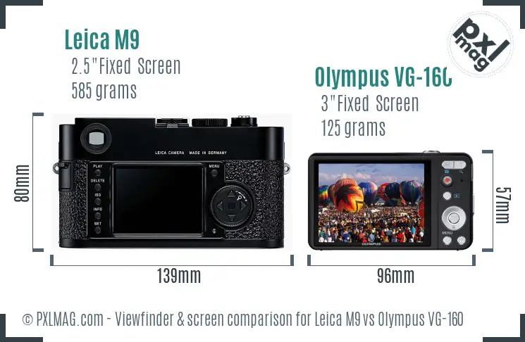 Leica M9 vs Olympus VG-160 Screen and Viewfinder comparison