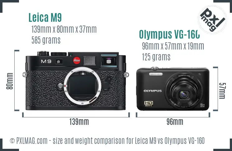 Leica M9 vs Olympus VG-160 size comparison
