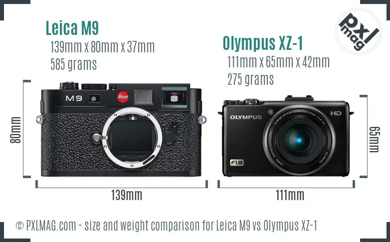 Leica M9 vs Olympus XZ-1 size comparison
