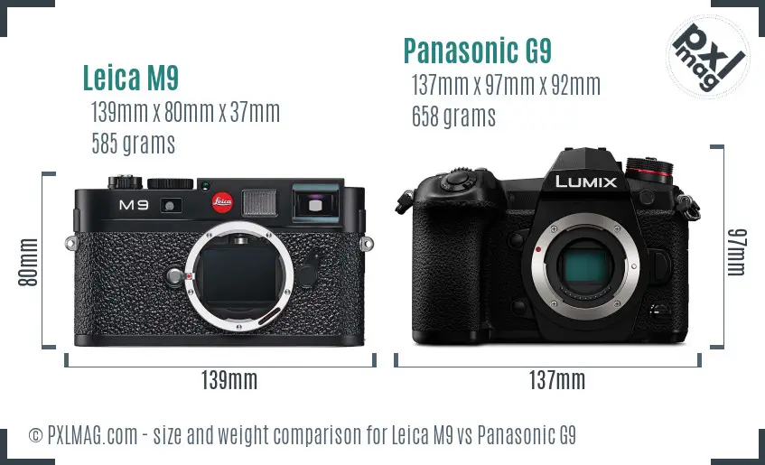 Leica M9 vs Panasonic G9 size comparison
