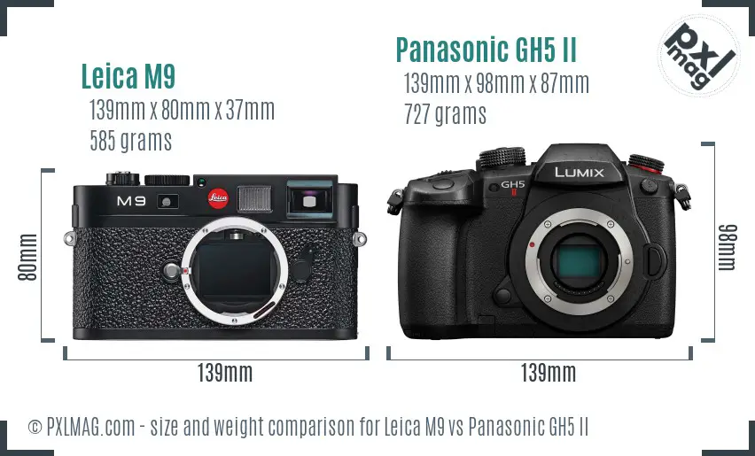 Leica M9 vs Panasonic GH5 II size comparison