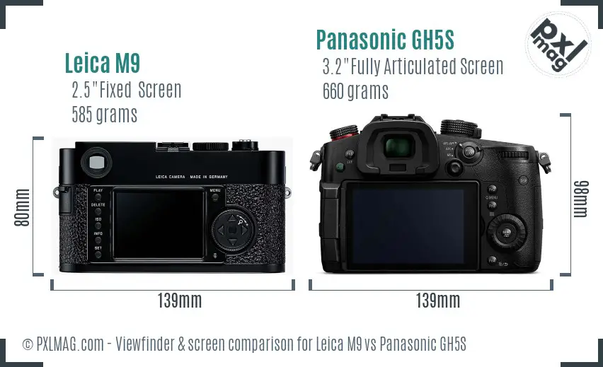 Leica M9 vs Panasonic GH5S Screen and Viewfinder comparison Leica M9 vs Panasonic GH5S Screen and Viewfinder comparison