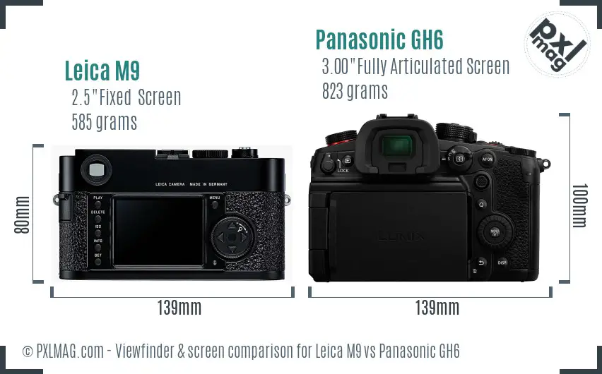 Leica M9 vs Panasonic GH6 Screen and Viewfinder comparison