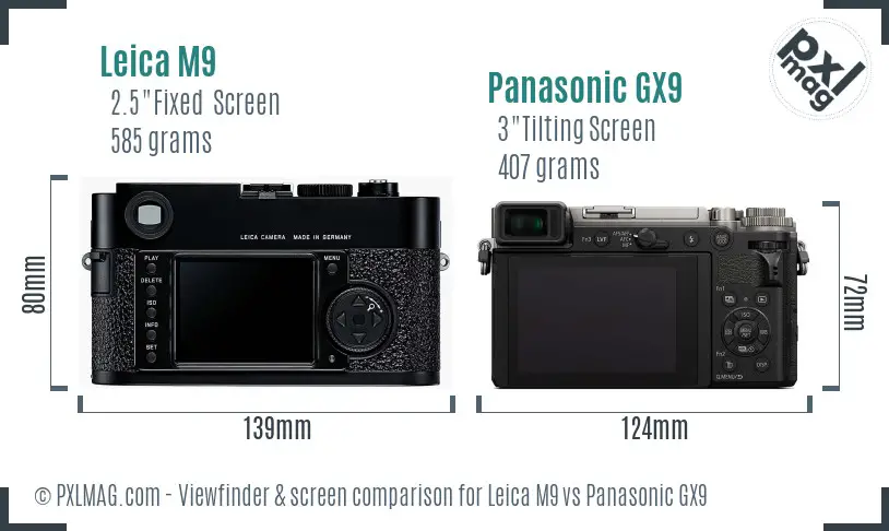 Leica M9 vs Panasonic GX9 Screen and Viewfinder comparison