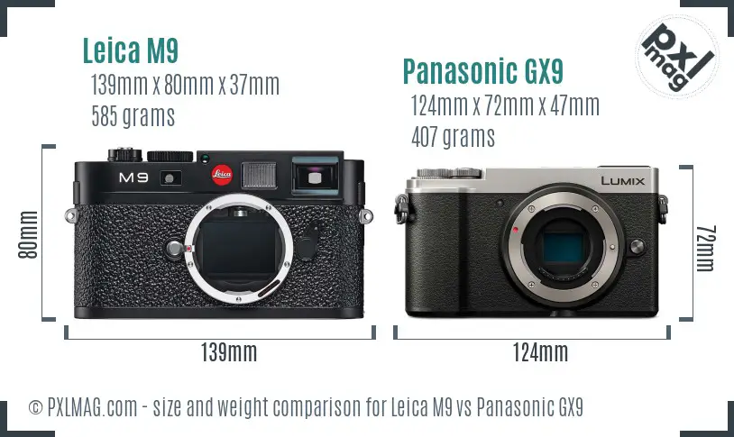 Leica M9 vs Panasonic GX9 size comparison