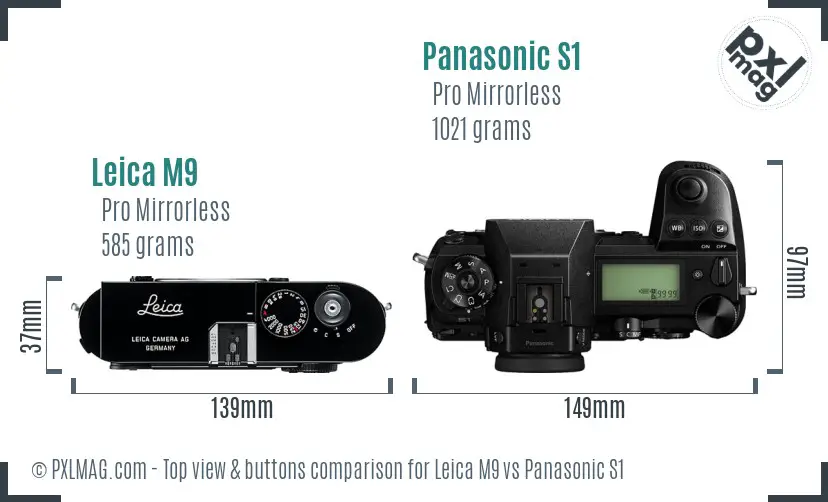 Leica M9 vs Panasonic S1 top view buttons comparison Leica M9 vs Panasonic S1 top view buttons comparison