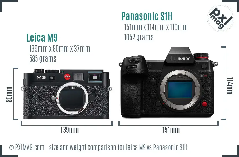 Leica M9 vs Panasonic S1H size comparison