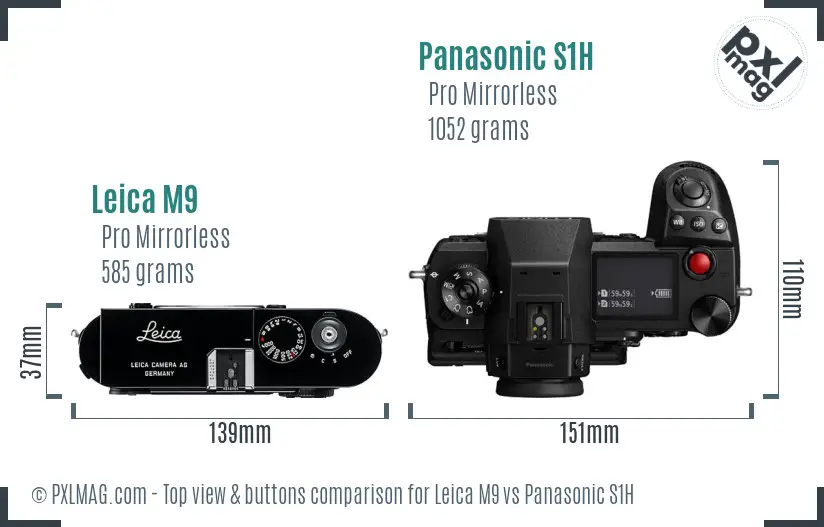 Leica M9 vs Panasonic S1H top view buttons comparison