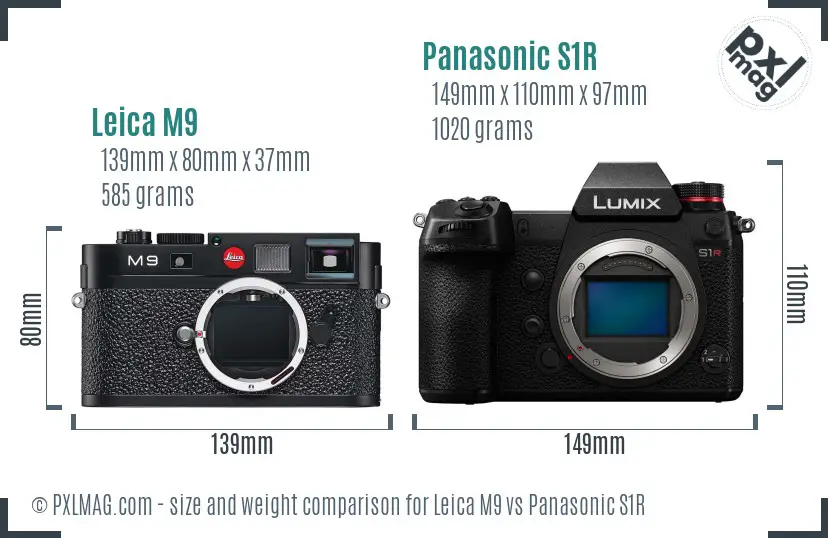 Leica M9 vs Panasonic S1R size comparison