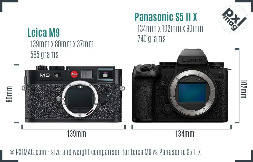 Leica M9 vs Panasonic S5 II X size comparison Leica M9 vs Panasonic S5 II X size comparison