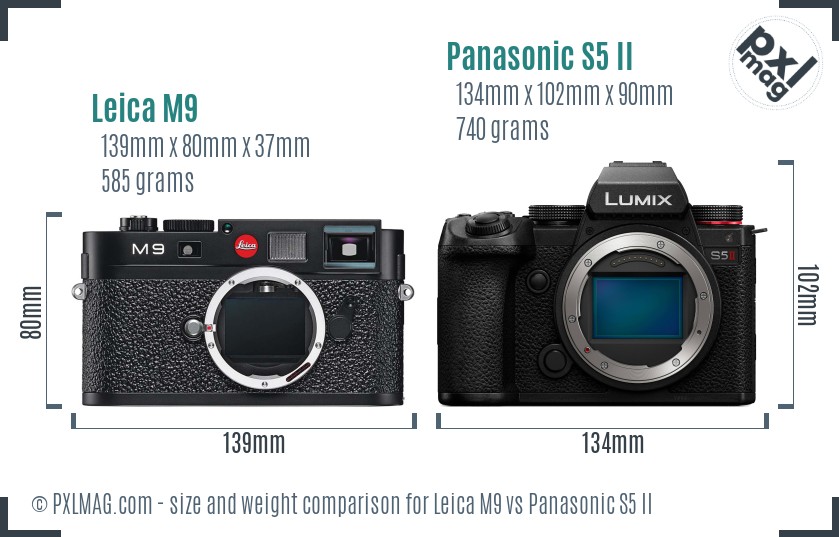 Leica M9 vs Panasonic S5 II size comparison