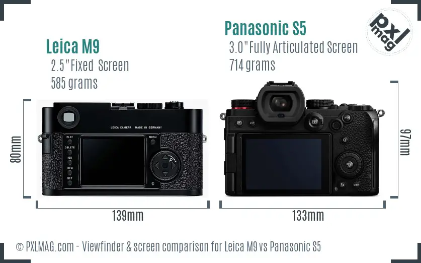 Leica M9 vs Panasonic S5 Screen and Viewfinder comparison Leica M9 vs Panasonic S5 Screen and Viewfinder comparison