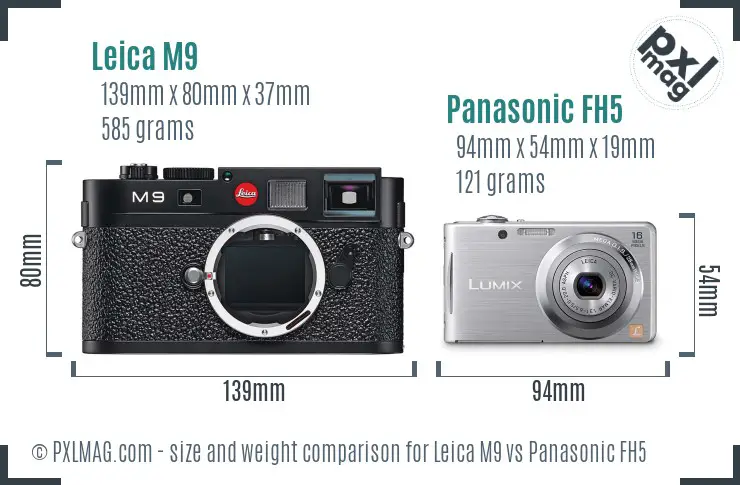 Leica M9 vs Panasonic FH5 size comparison