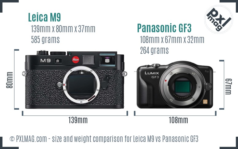 Leica M9 vs Panasonic GF3 size comparison