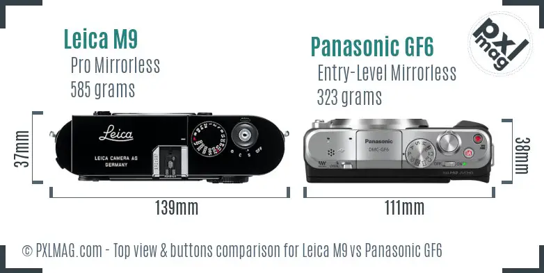 Leica M9 vs Panasonic GF6 top view buttons comparison