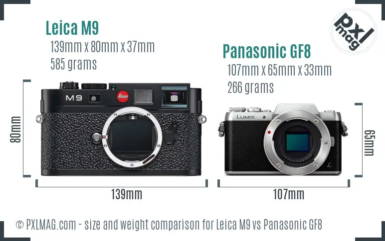 Leica M9 vs Panasonic GF8 size comparison