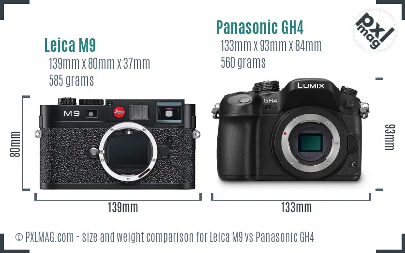 Leica M9 vs Panasonic GH4 size comparison