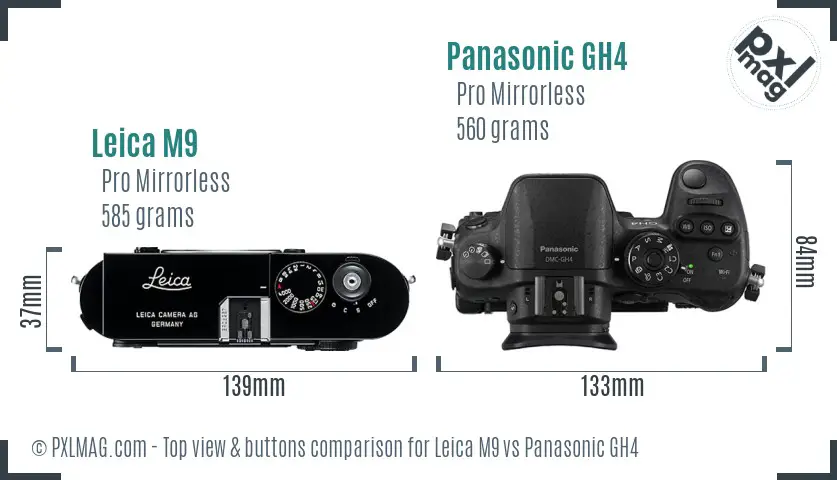 Leica M9 vs Panasonic GH4 top view buttons comparison