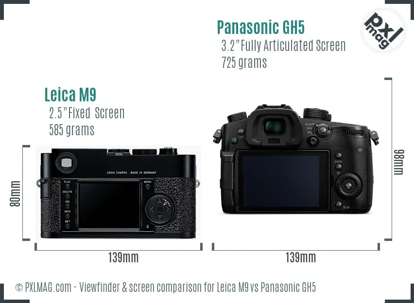 Leica M9 vs Panasonic GH5 Screen and Viewfinder comparison