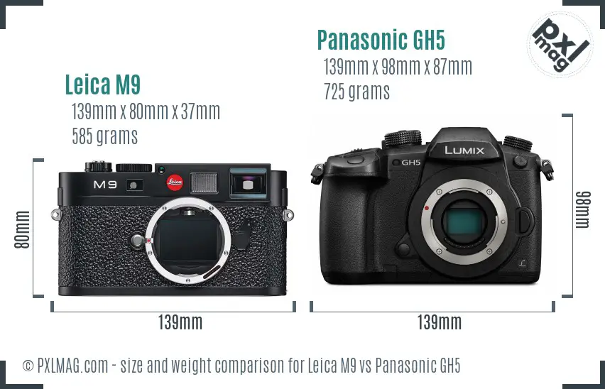Leica M9 vs Panasonic GH5 size comparison