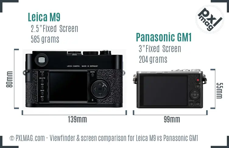 Leica M9 vs Panasonic GM1 Screen and Viewfinder comparison