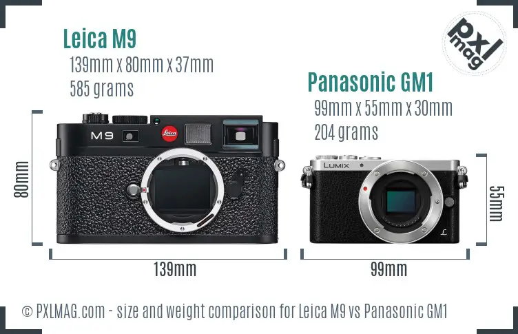 Leica M9 vs Panasonic GM1 size comparison