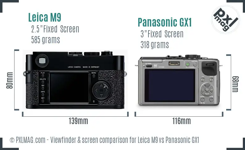 Leica M9 vs Panasonic GX1 Screen and Viewfinder comparison