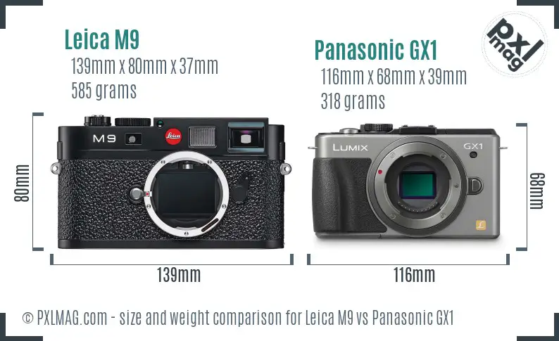 Leica M9 vs Panasonic GX1 size comparison