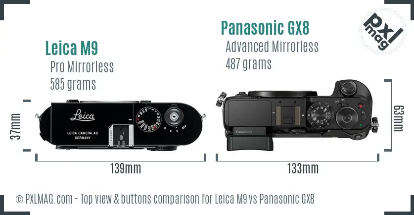 Leica M9 vs Panasonic GX8 top view buttons comparison