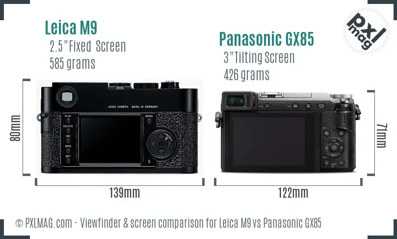 Leica M9 vs Panasonic GX85 Screen and Viewfinder comparison Leica M9 vs Panasonic GX85 Screen and Viewfinder comparison
