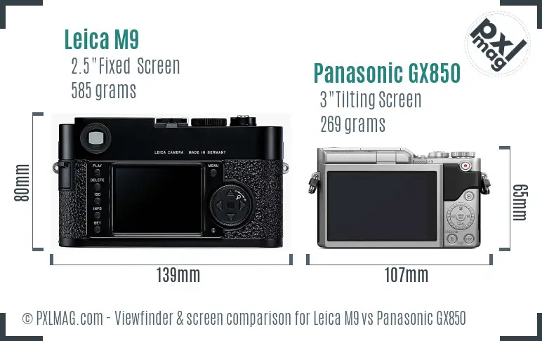 Leica M9 vs Panasonic GX850 Screen and Viewfinder comparison