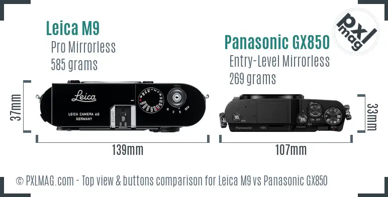 Leica M9 vs Panasonic GX850 top view buttons comparison