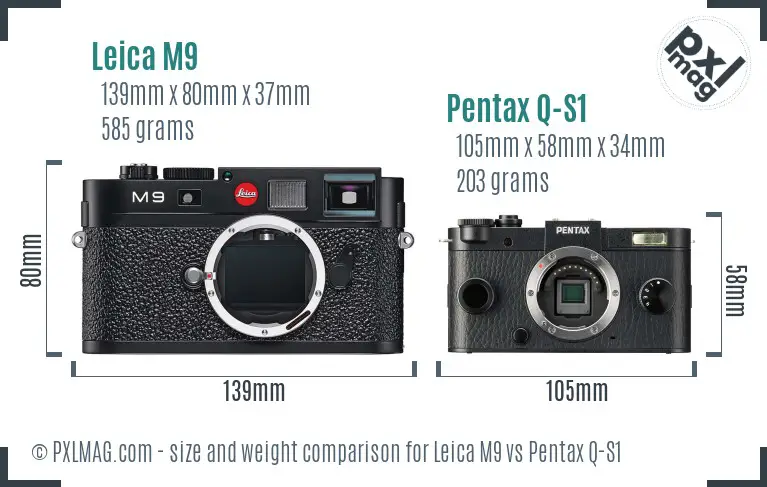 Leica M9 vs Pentax Q-S1 size comparison