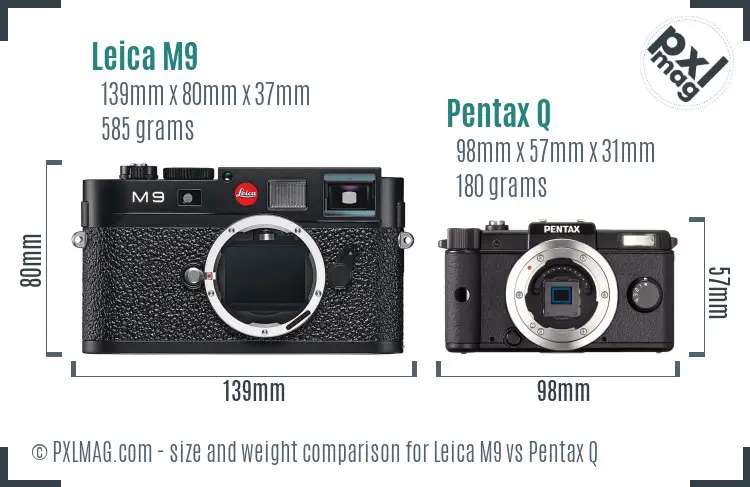 Leica M9 vs Pentax Q size comparison Leica M9 vs Pentax Q size comparison