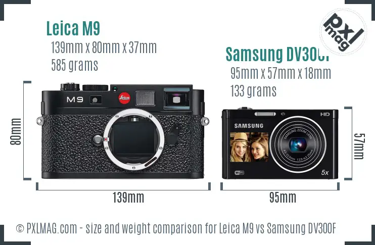 Leica M9 vs Samsung DV300F size comparison