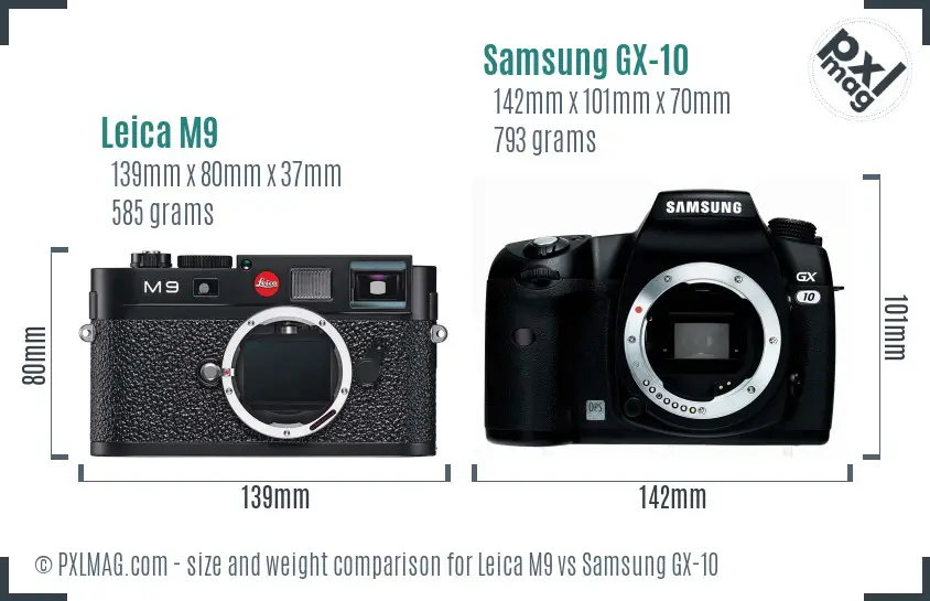 Leica M9 vs Samsung GX-10 size comparison