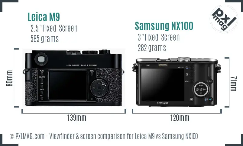 Leica M9 vs Samsung NX100 Screen and Viewfinder comparison