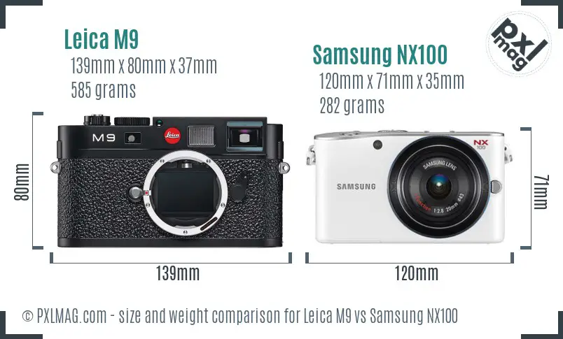 Leica M9 vs Samsung NX100 size comparison