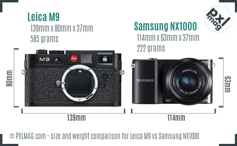 Leica M9 vs Samsung NX1000 size comparison