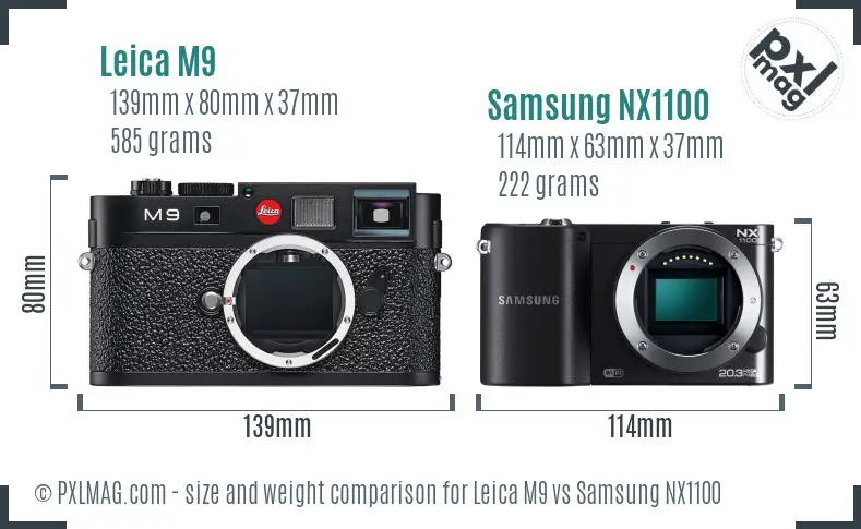 Leica M9 vs Samsung NX1100 size comparison